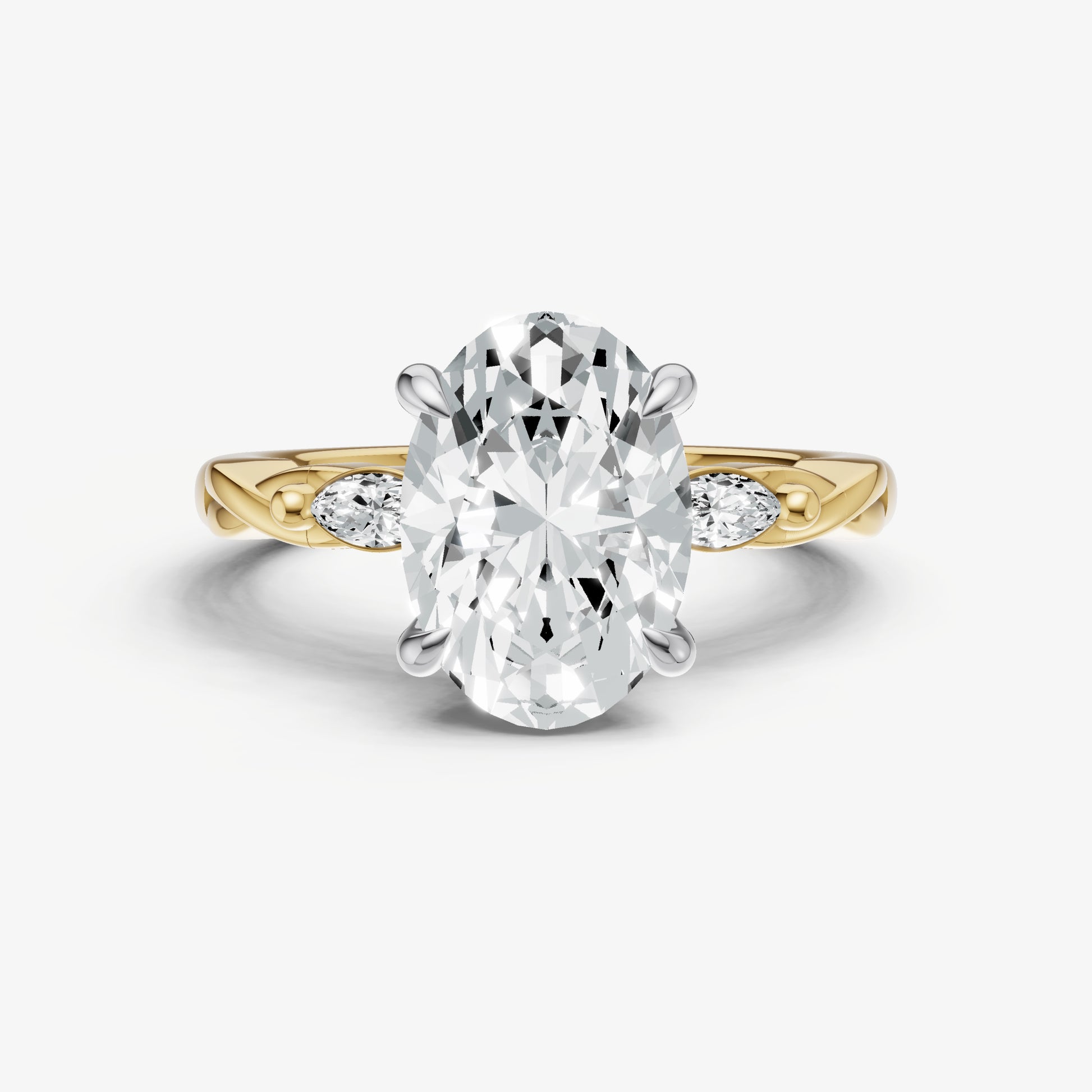 Oval Engagement Ring with Marquise Accent Diamonds