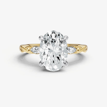 Oval Engagement Ring with Marquise Accent Diamonds