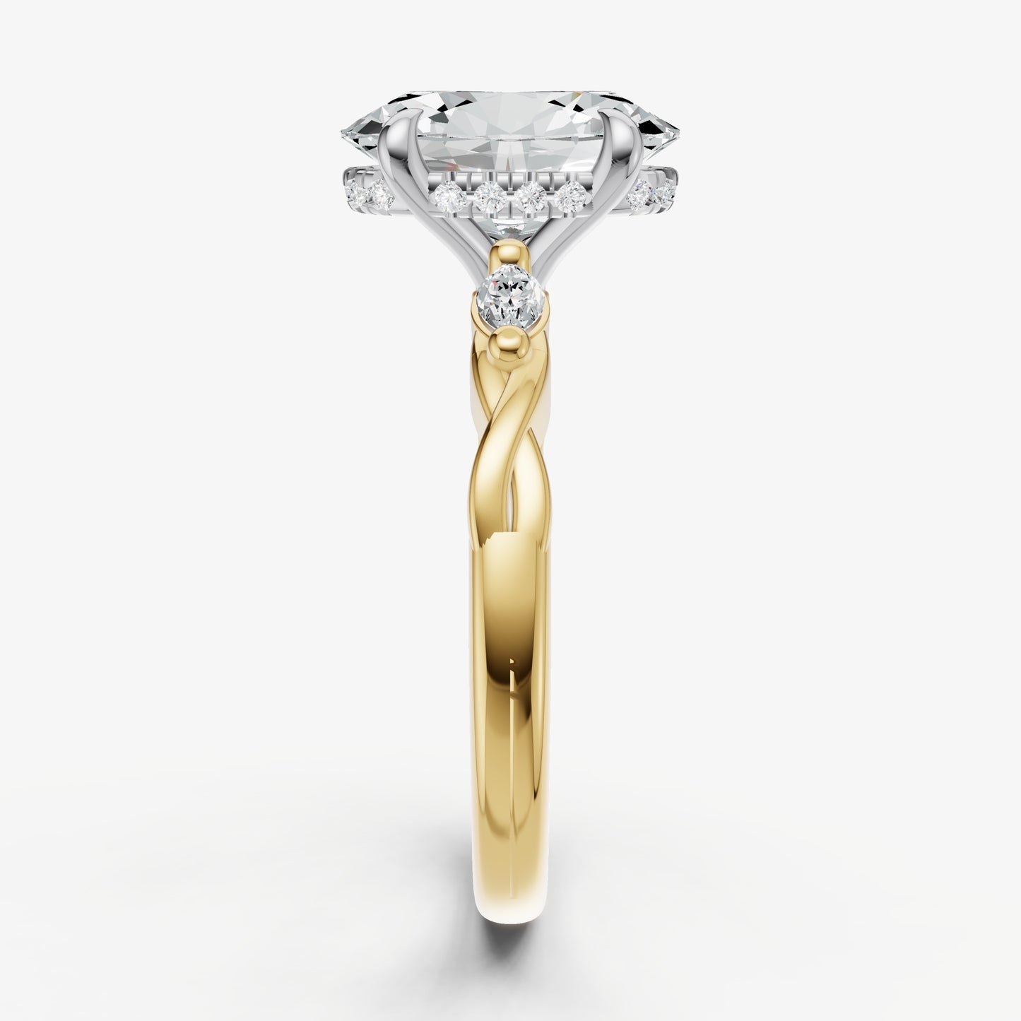 Oval Engagement Ring with Marquise Accent Diamonds