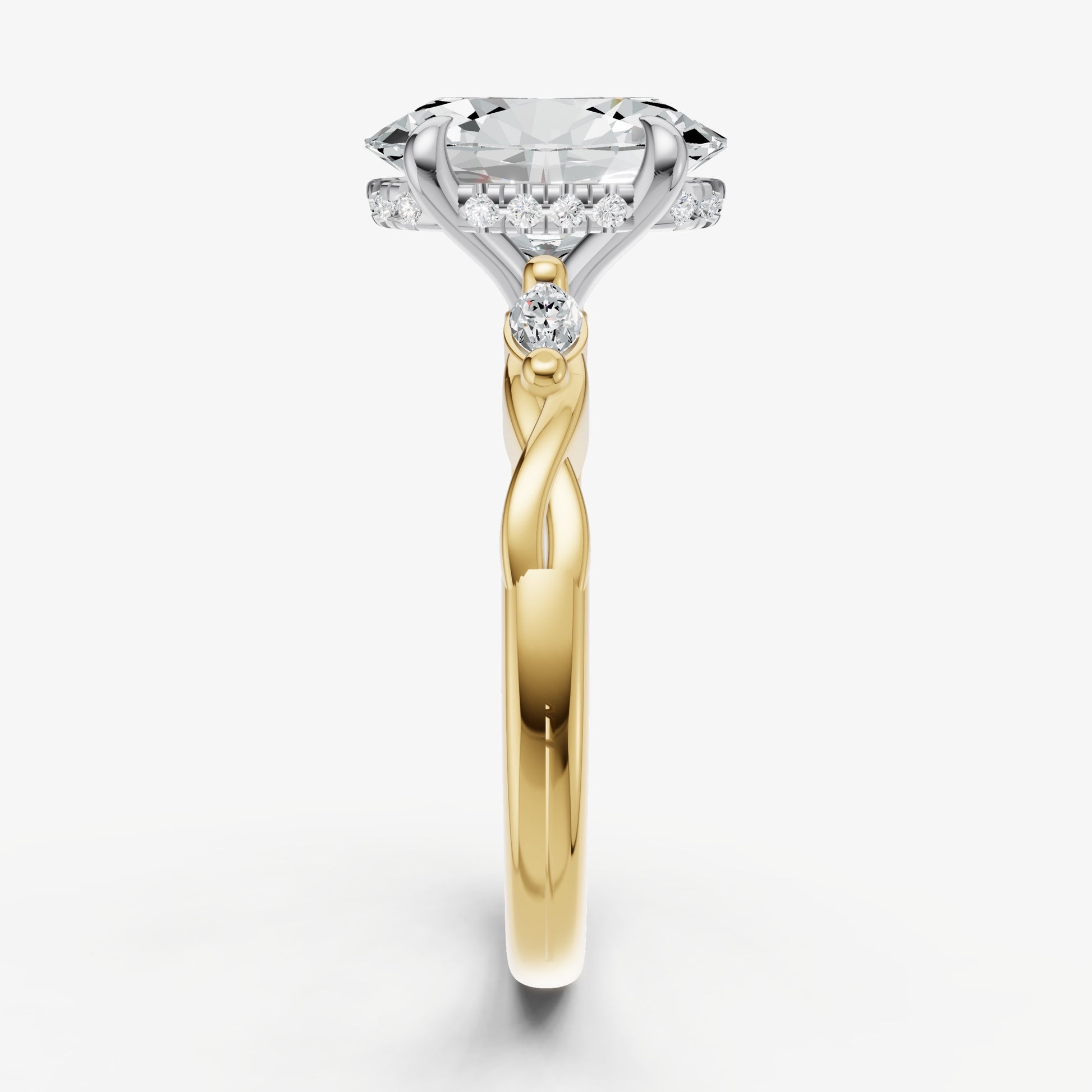 Oval Engagement Ring with Marquise Accent Diamonds