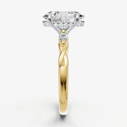 Oval Engagement Ring with Marquise Accent Diamonds