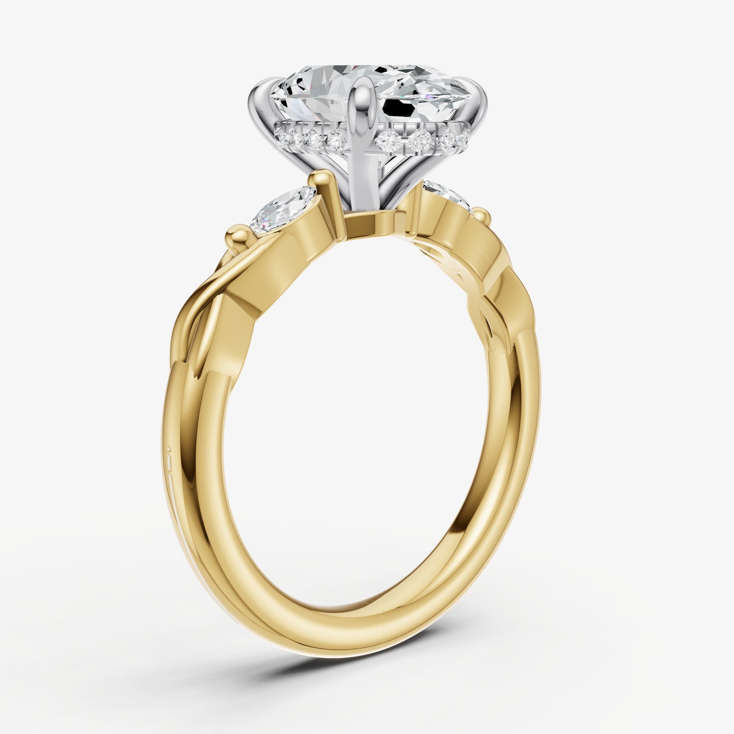 Oval Engagement Ring with Marquise Accent Diamonds