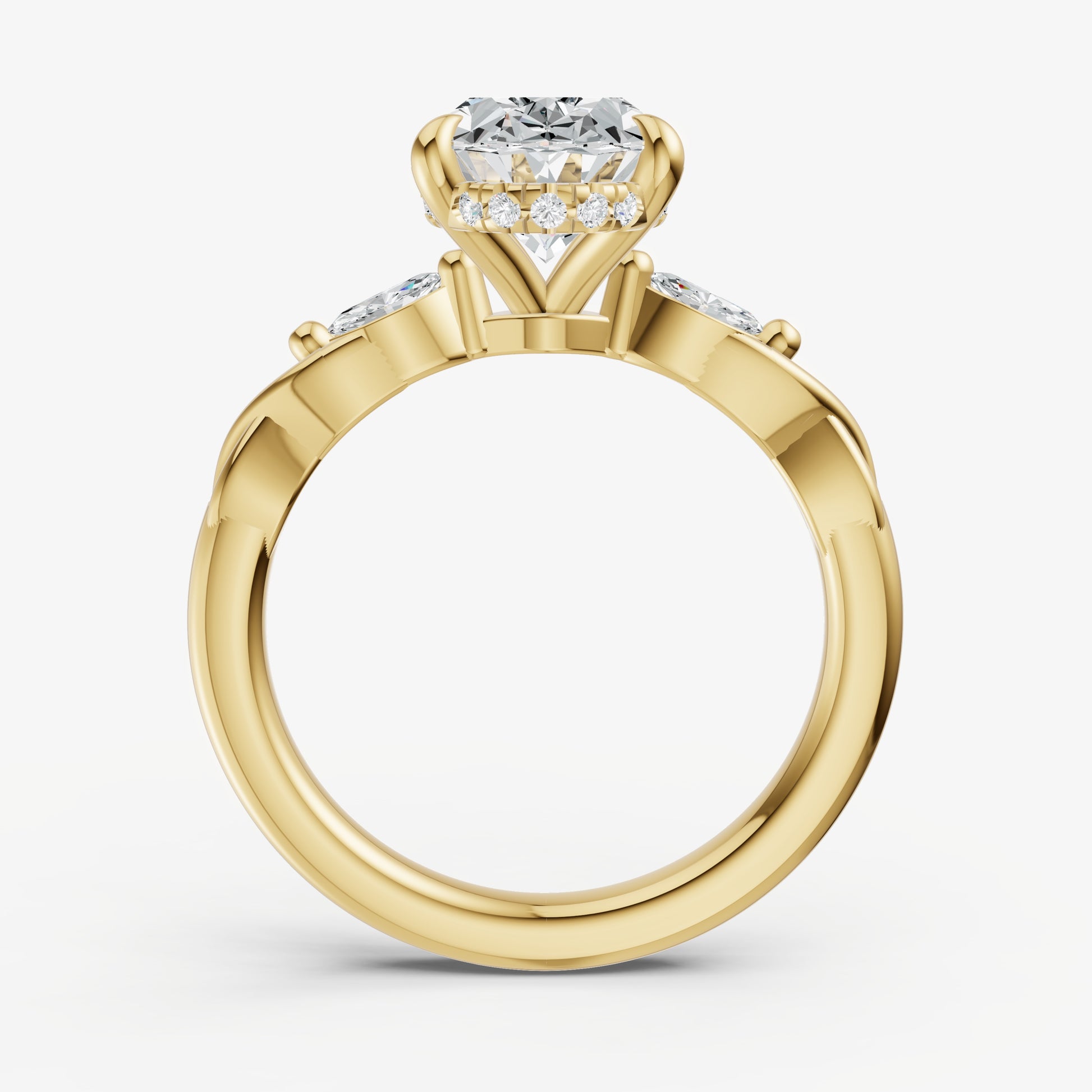 Oval Engagement Ring with Marquise Accent Diamonds