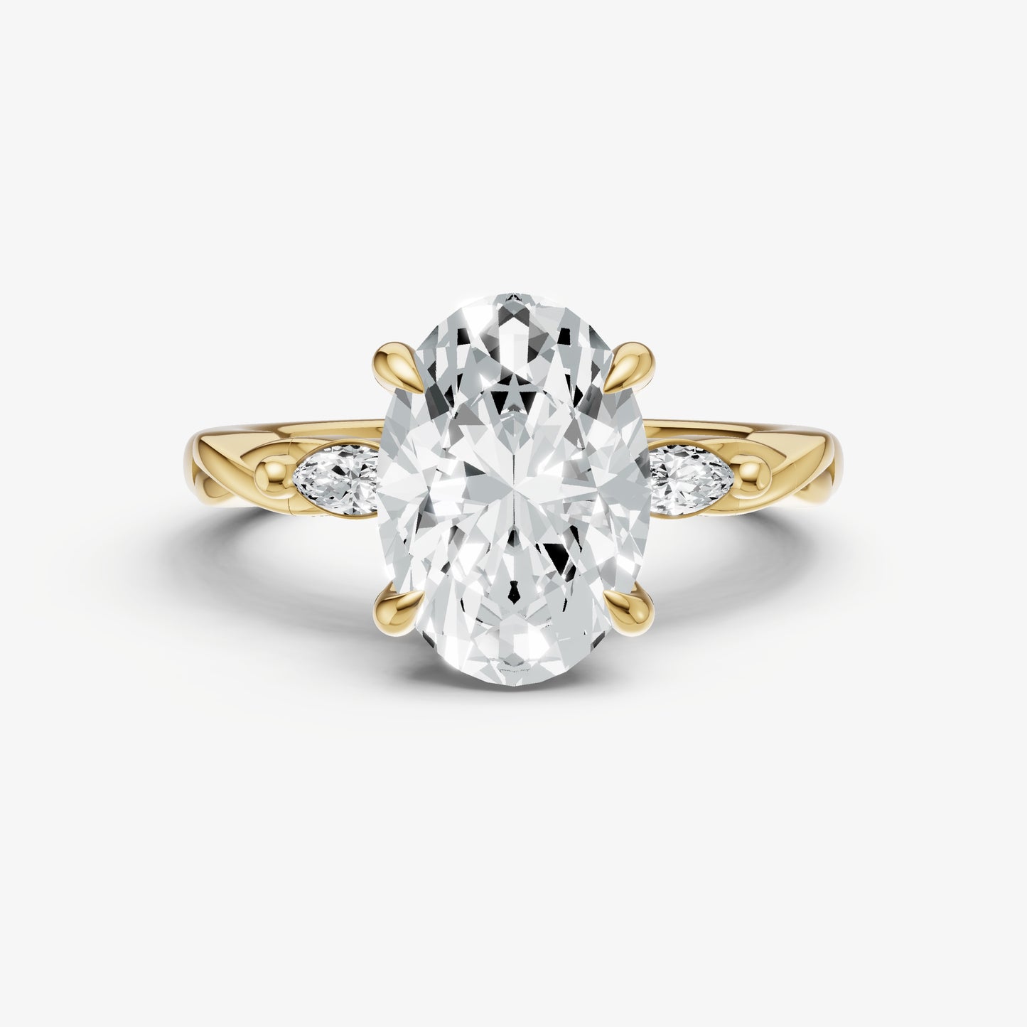 Oval Engagement Ring with Marquise Accent Diamonds