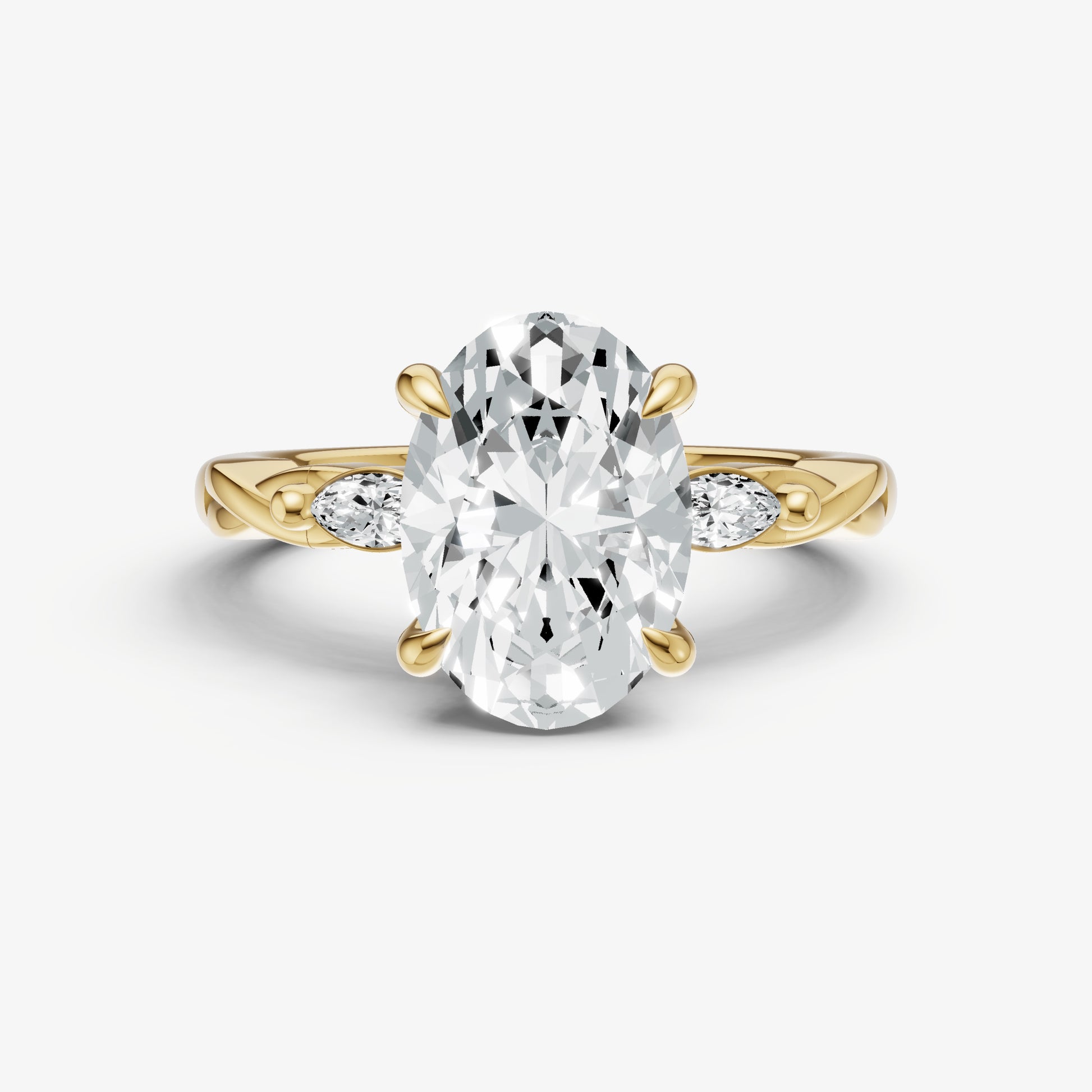 Oval Engagement Ring with Marquise Accent Diamonds