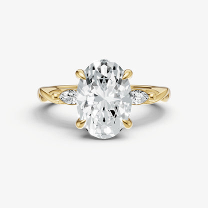 Oval Engagement Ring with Marquise Accent Diamonds