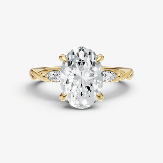 Oval Engagement Ring with Marquise Accent Diamonds