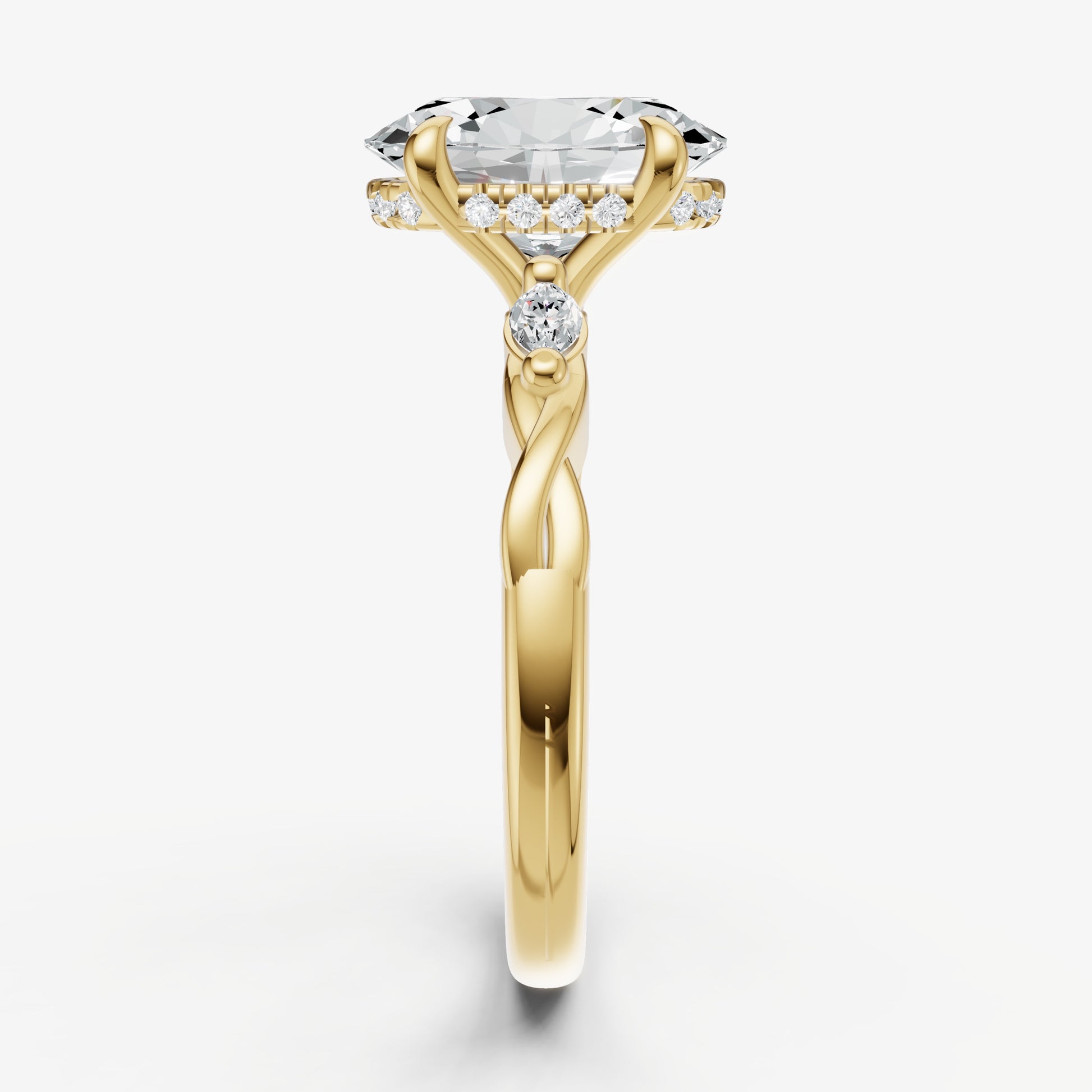 Oval Engagement Ring with Marquise Accent Diamonds