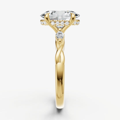 Oval Engagement Ring with Marquise Accent Diamonds