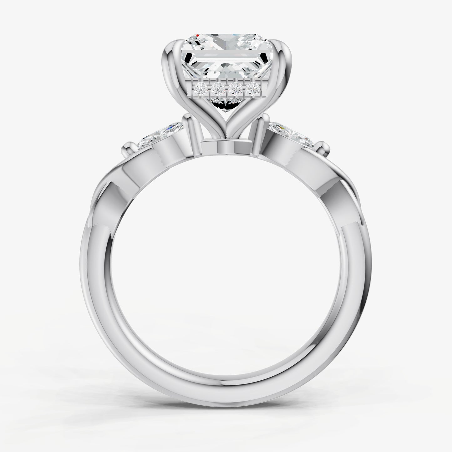 Princess Engagement Ring with Marquise Accent Diamonds