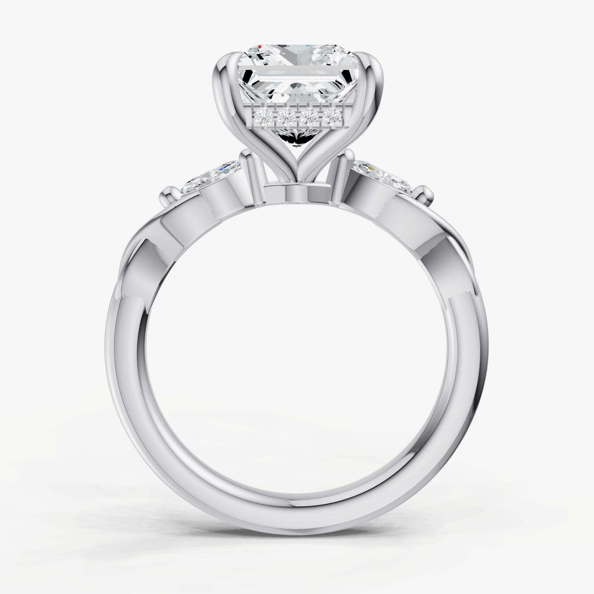 Princess Engagement Ring with Marquise Accent Diamonds