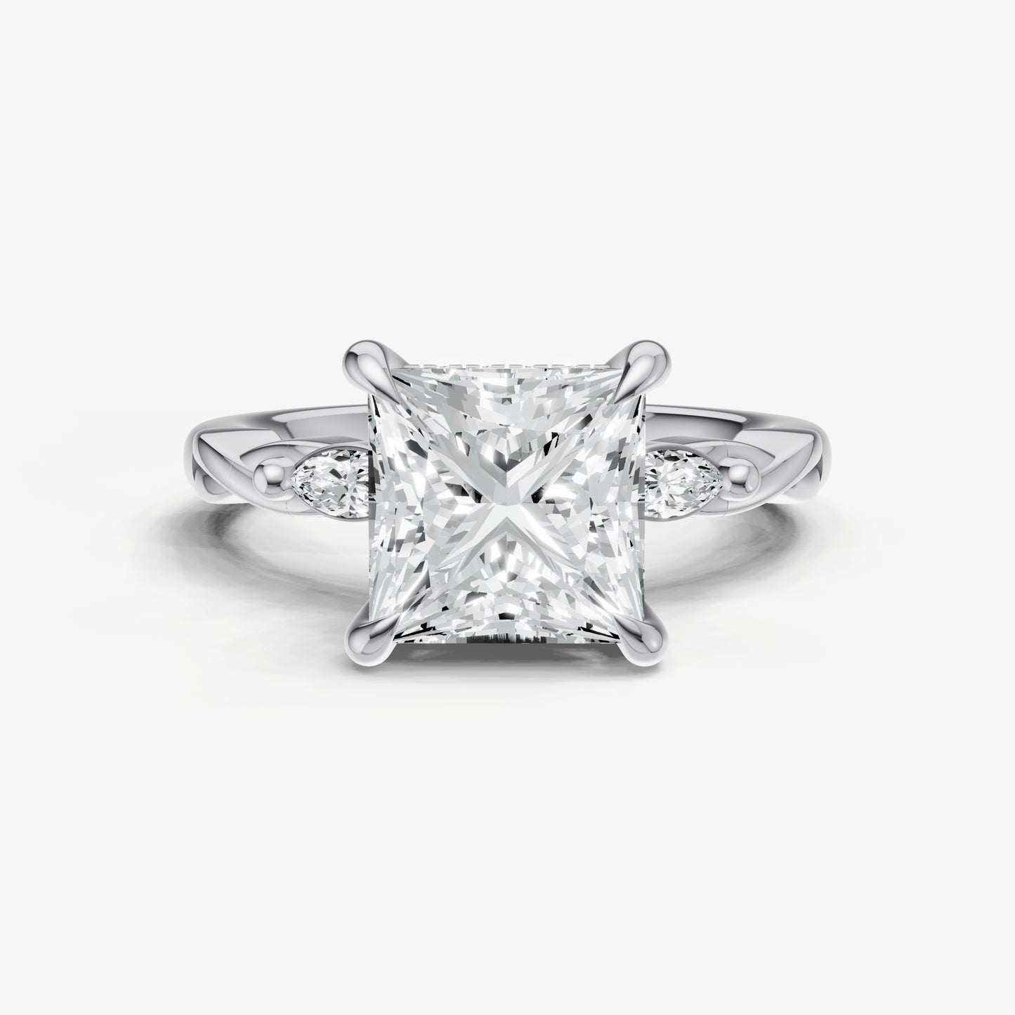 Princess Engagement Ring with Marquise Accent Diamonds