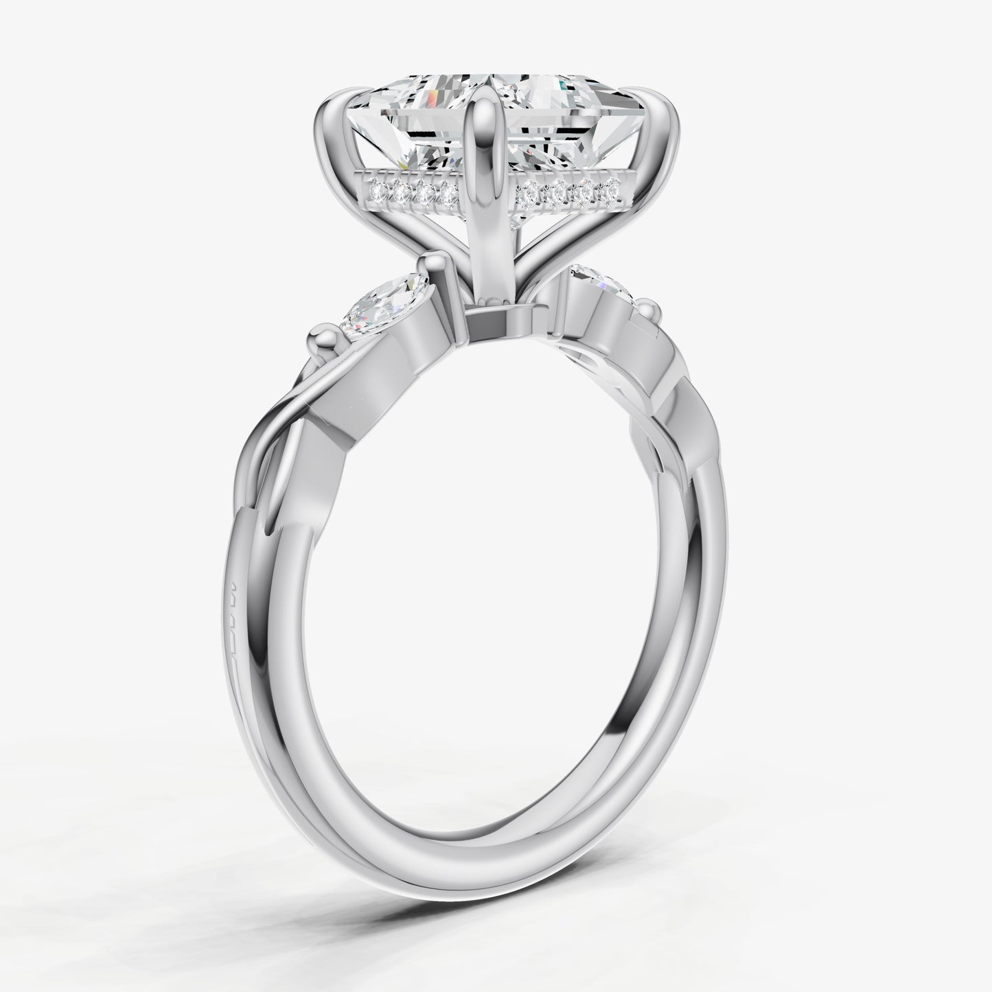 Princess Engagement Ring with Marquise Accent Diamonds