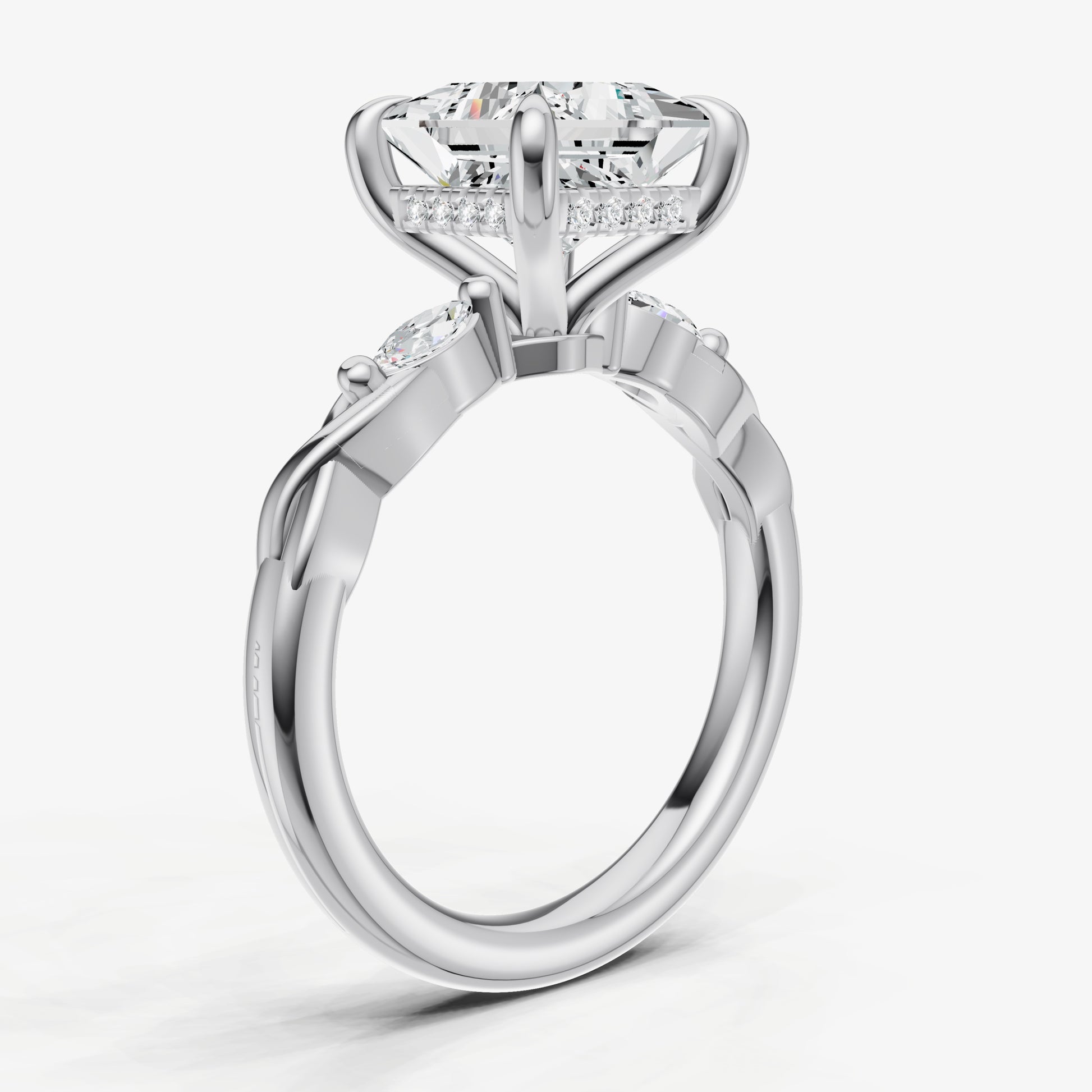 Princess Engagement Ring with Marquise Accent Diamonds