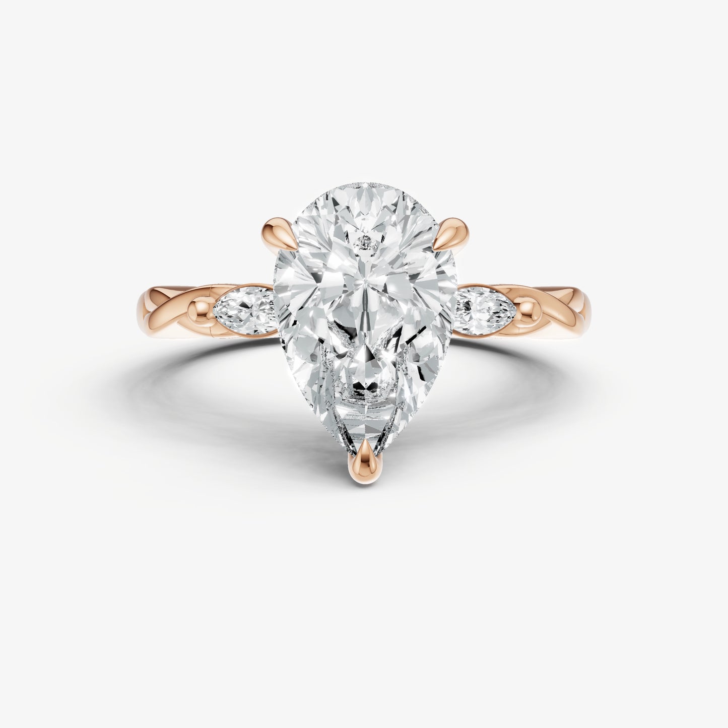Pear Engagement Ring with Marquise Accent Diamonds