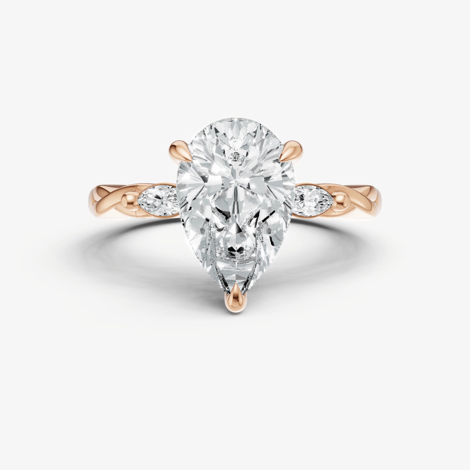Pear Engagement Ring with Marquise Accent Diamonds