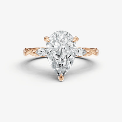 Pear Engagement Ring with Marquise Accent Diamonds