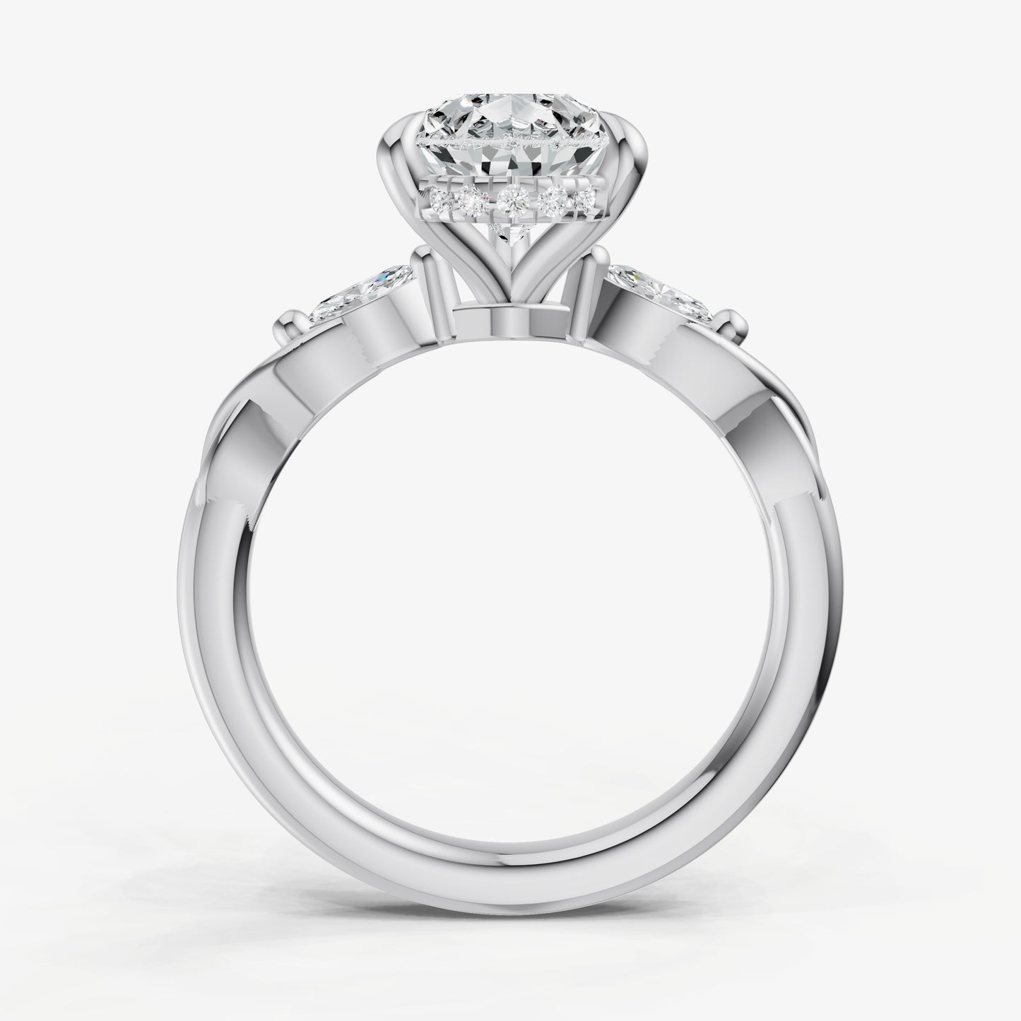 Pear Engagement Ring with Marquise Accent Diamonds