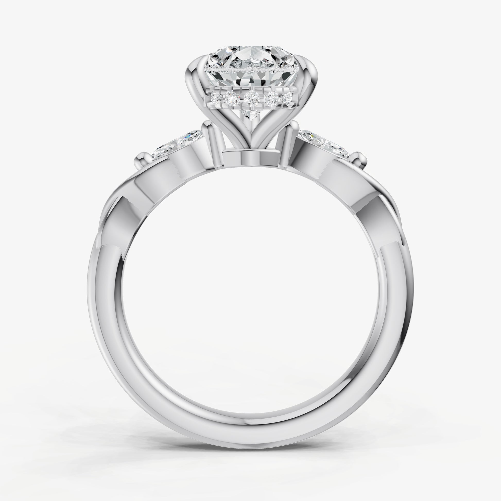 Pear Engagement Ring with Marquise Accent Diamonds