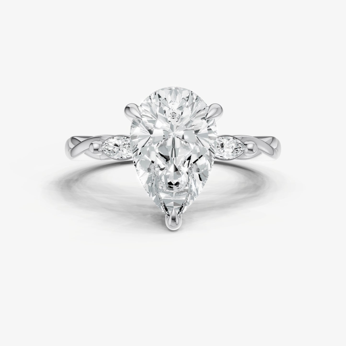 Pear Engagement Ring with Marquise Accent Diamonds