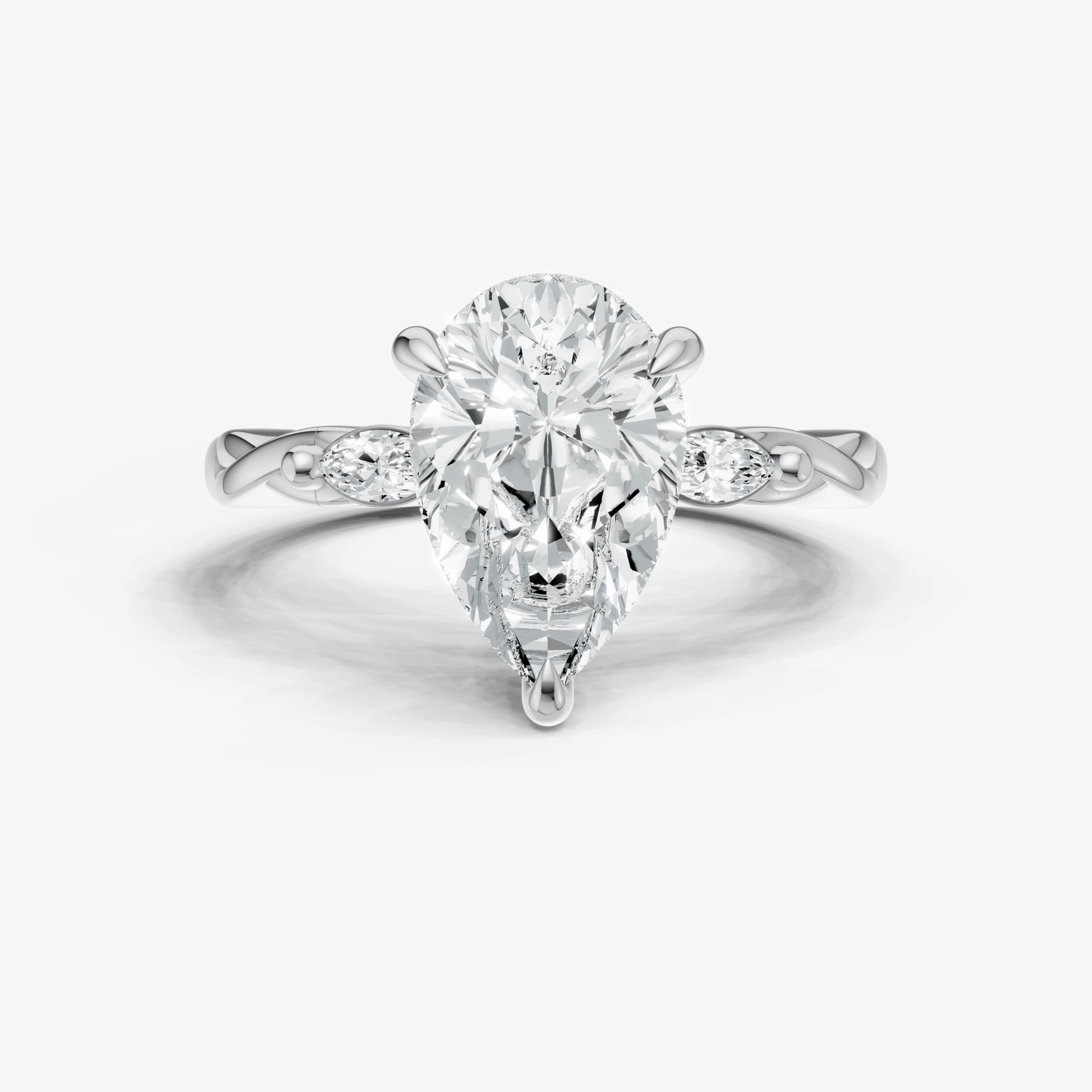 Pear Engagement Ring with Marquise Accent Diamonds