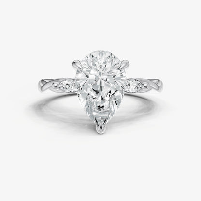 Pear Engagement Ring with Marquise Accent Diamonds