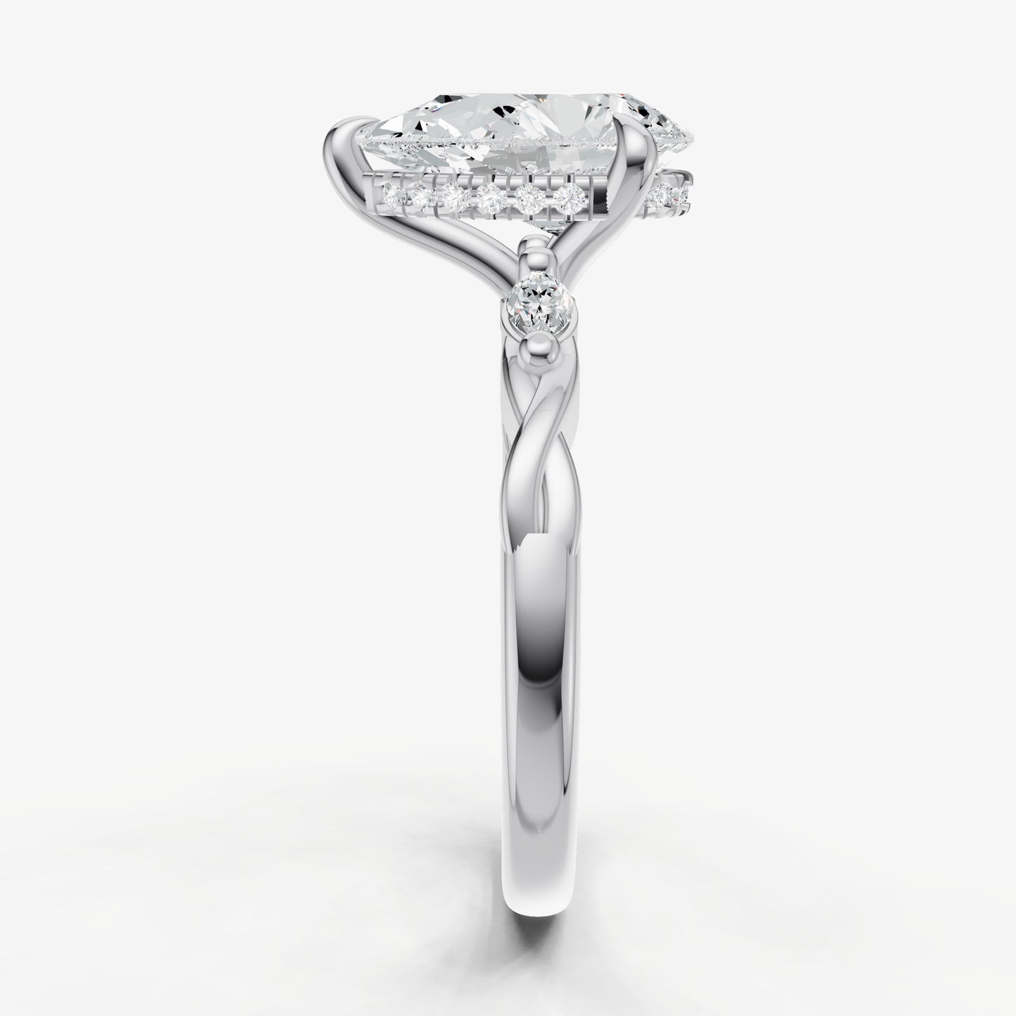 Pear Engagement Ring with Marquise Accent Diamonds