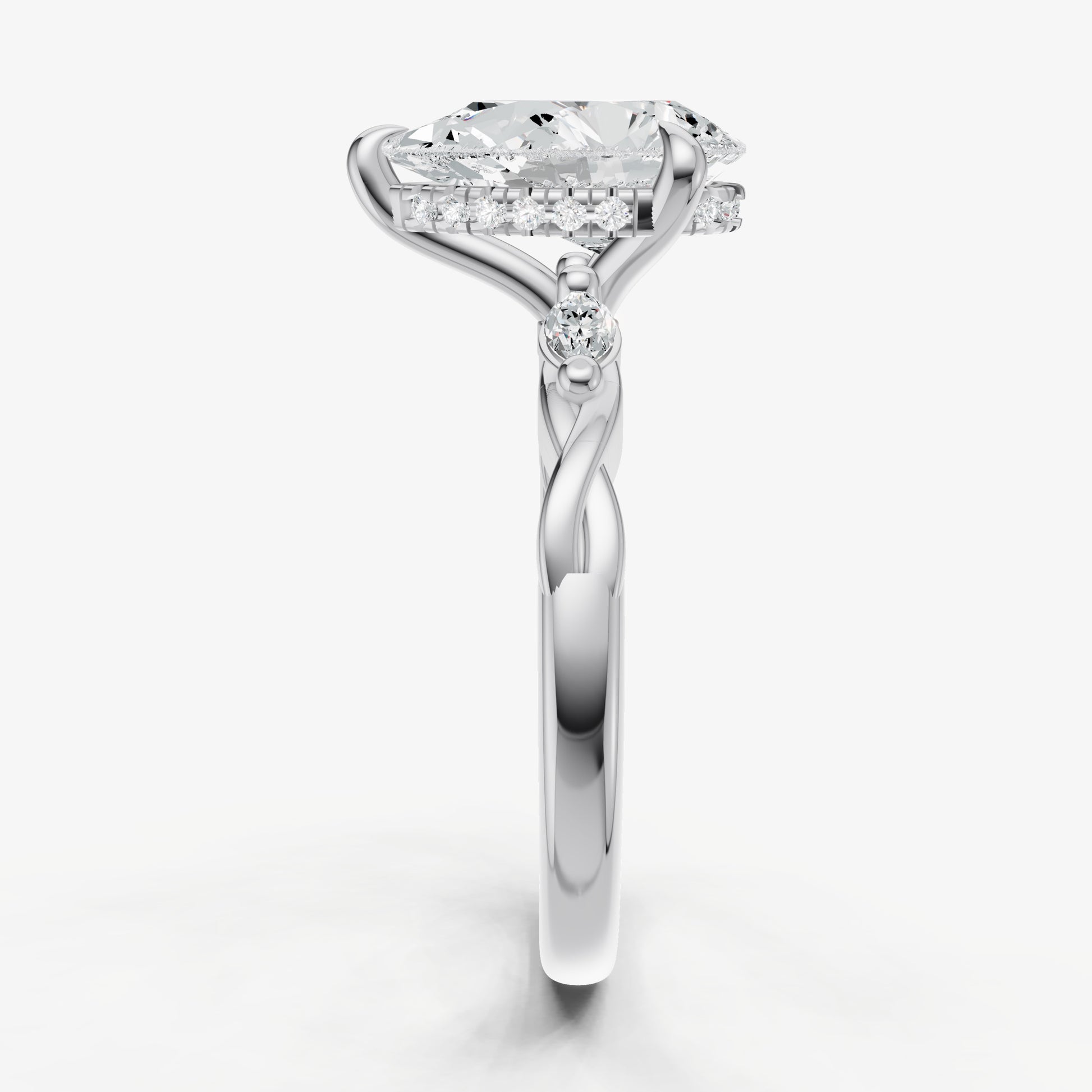 Pear Engagement Ring with Marquise Accent Diamonds