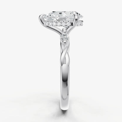 Pear Engagement Ring with Marquise Accent Diamonds