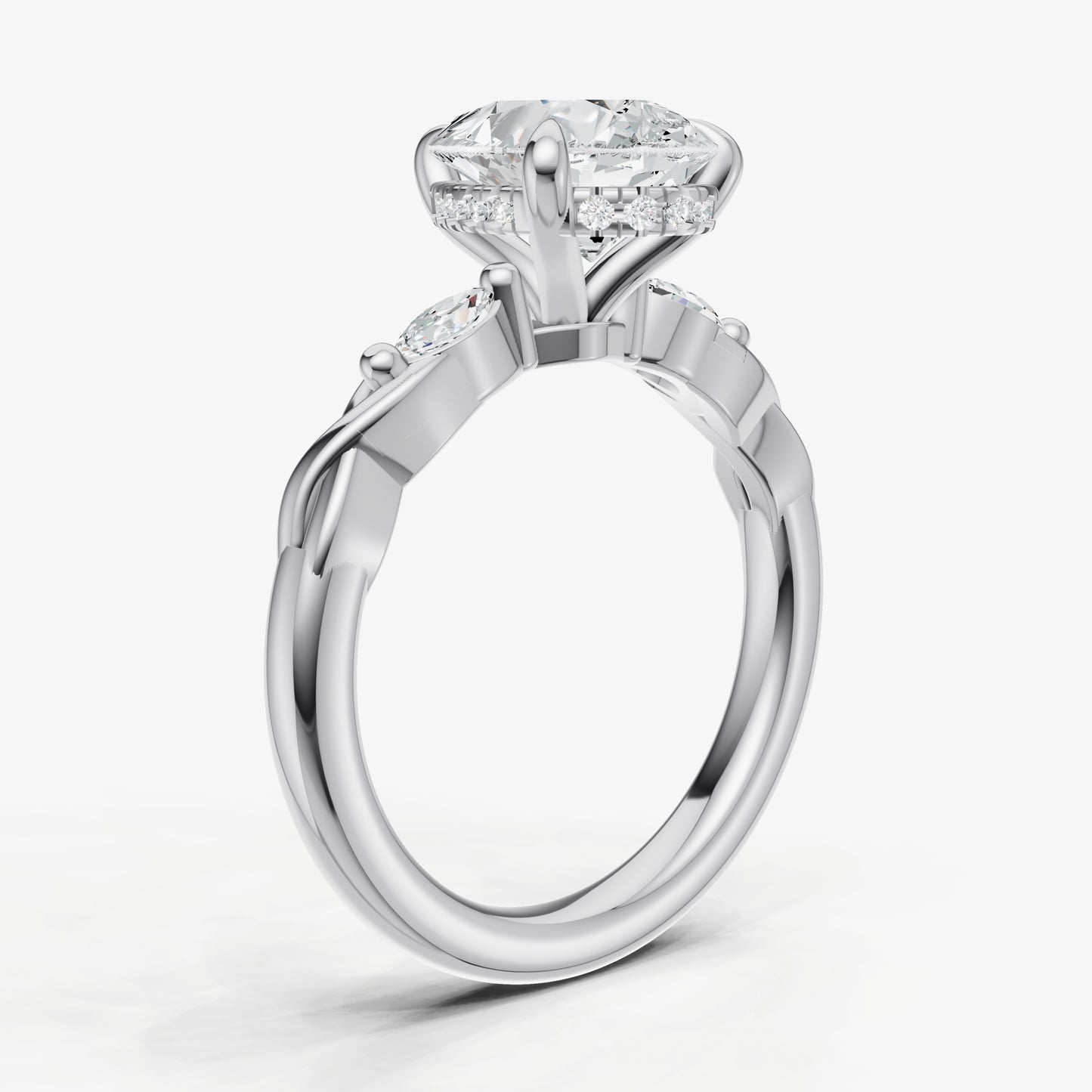 Pear Engagement Ring with Marquise Accent Diamonds
