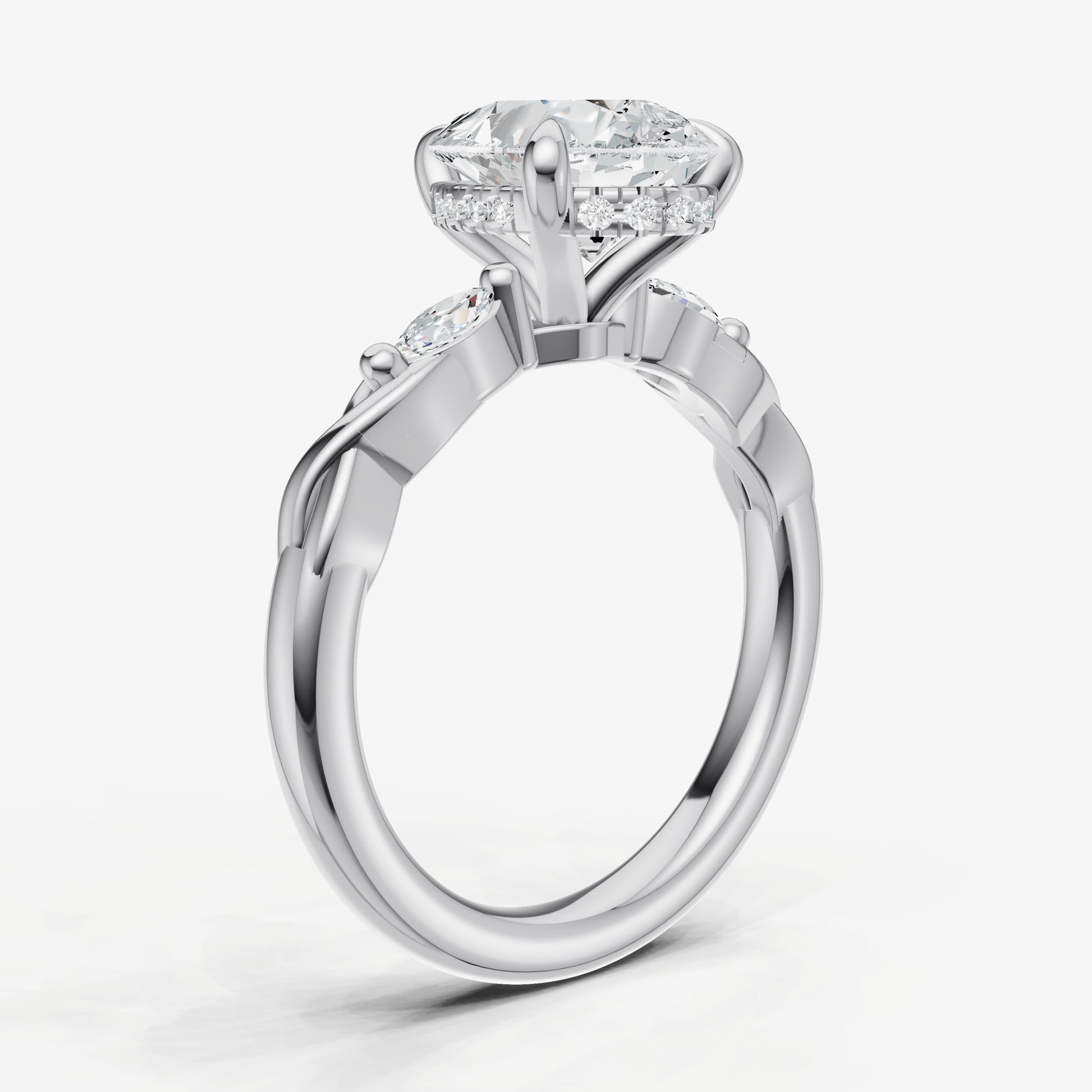 Pear Engagement Ring with Marquise Accent Diamonds