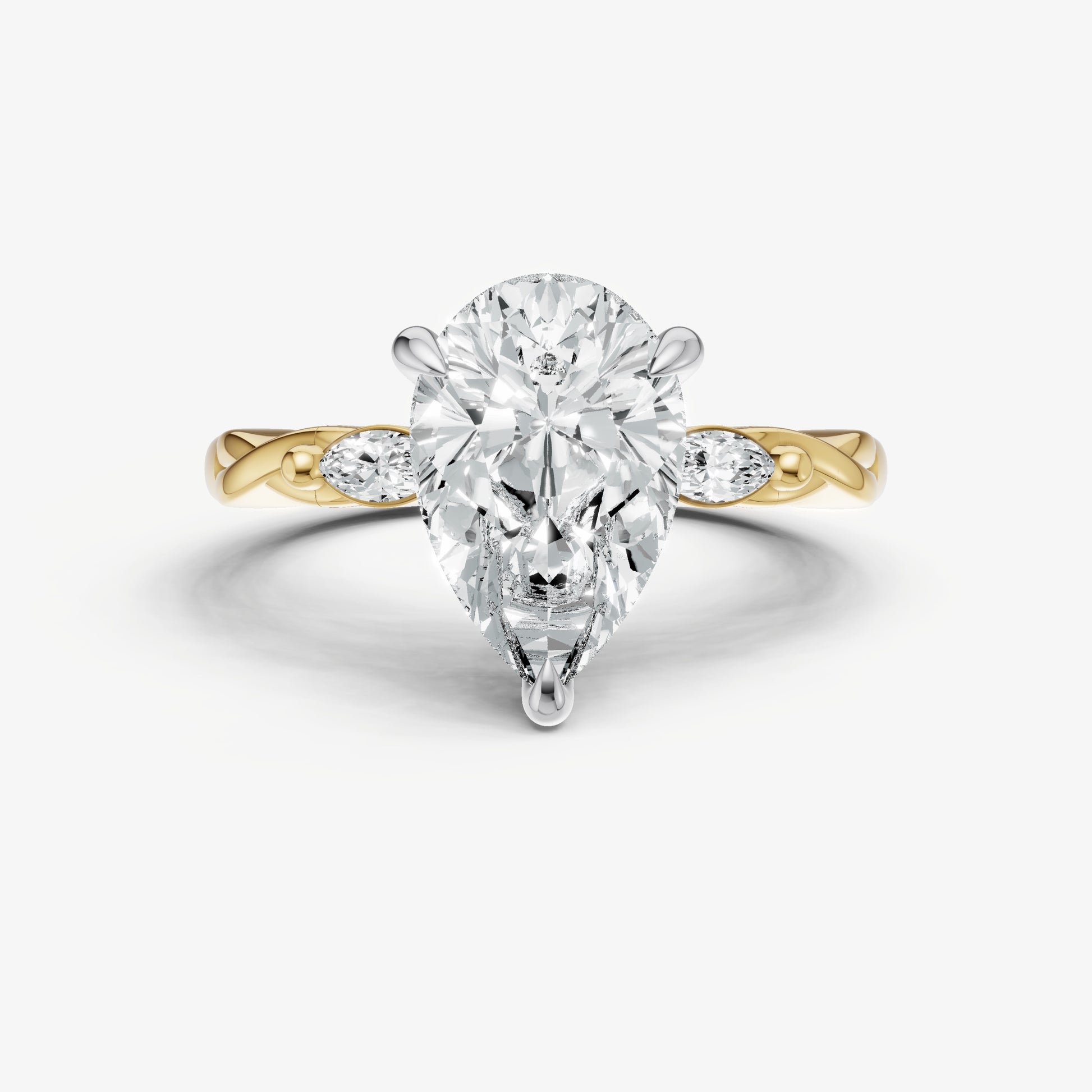 Pear Engagement Ring with Marquise Accent Diamonds