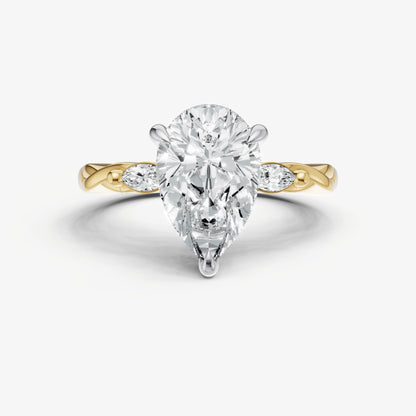 Pear Engagement Ring with Marquise Accent Diamonds