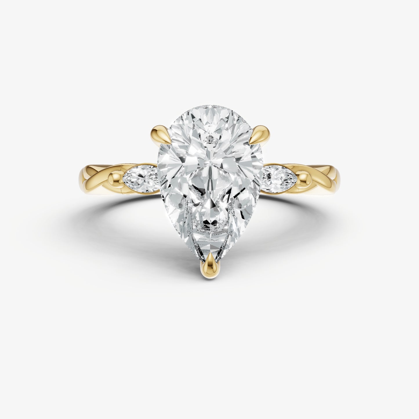 Pear Engagement Ring with Marquise Accent Diamonds