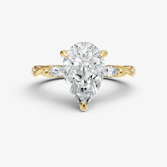 Pear Engagement Ring with Marquise Accent Diamonds