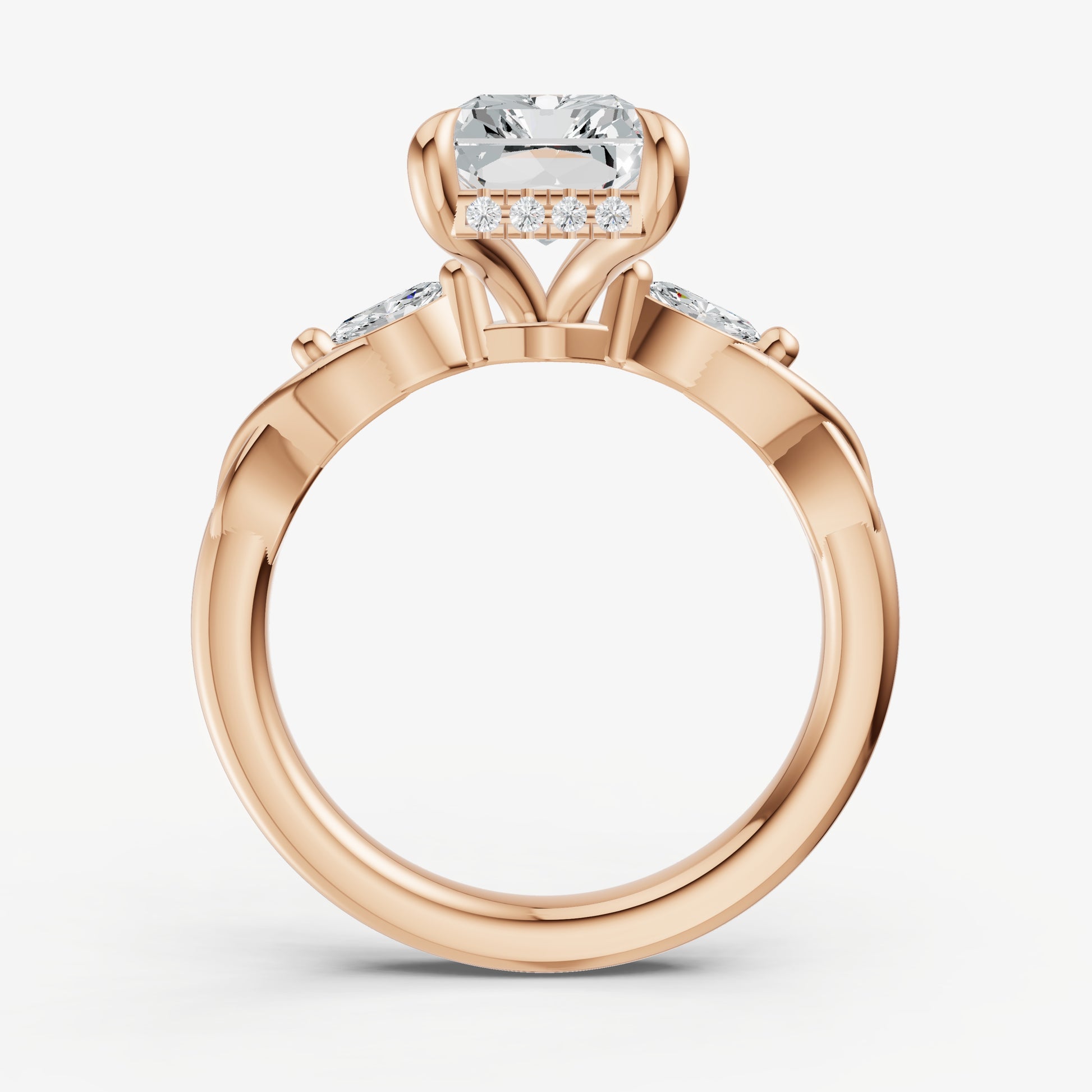 Radiant Engagement Ring with Marquise Accent Diamonds