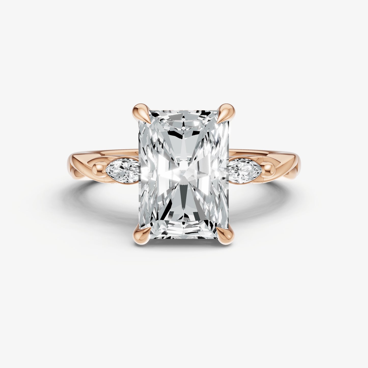 Radiant Engagement Ring with Marquise Accent Diamonds
