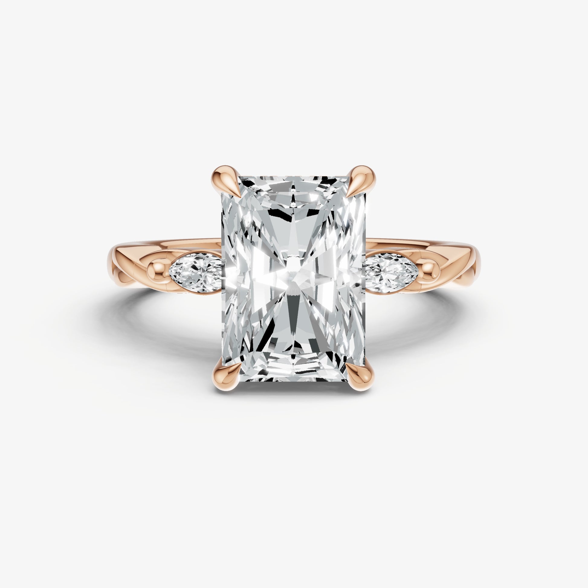 Radiant Engagement Ring with Marquise Accent Diamonds