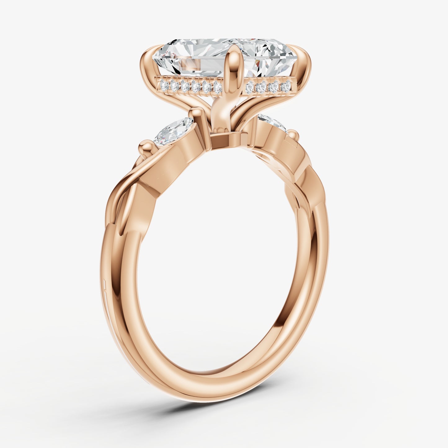 Radiant Engagement Ring with Marquise Accent Diamonds