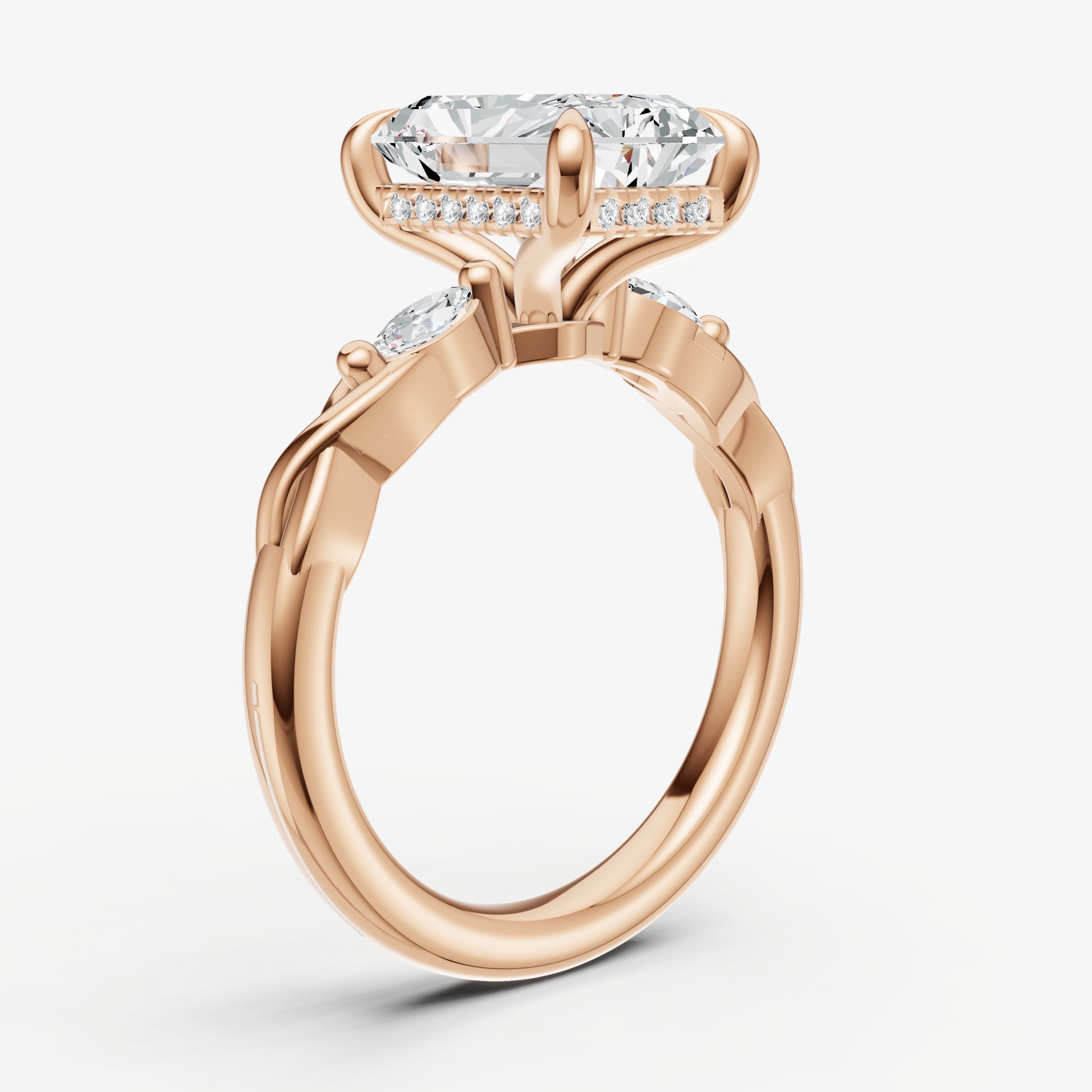 Radiant Engagement Ring with Marquise Accent Diamonds