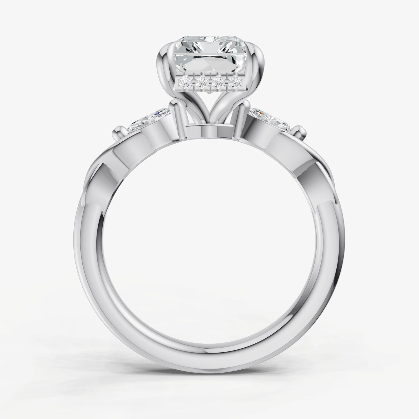 Radiant Engagement Ring with Marquise Accent Diamonds