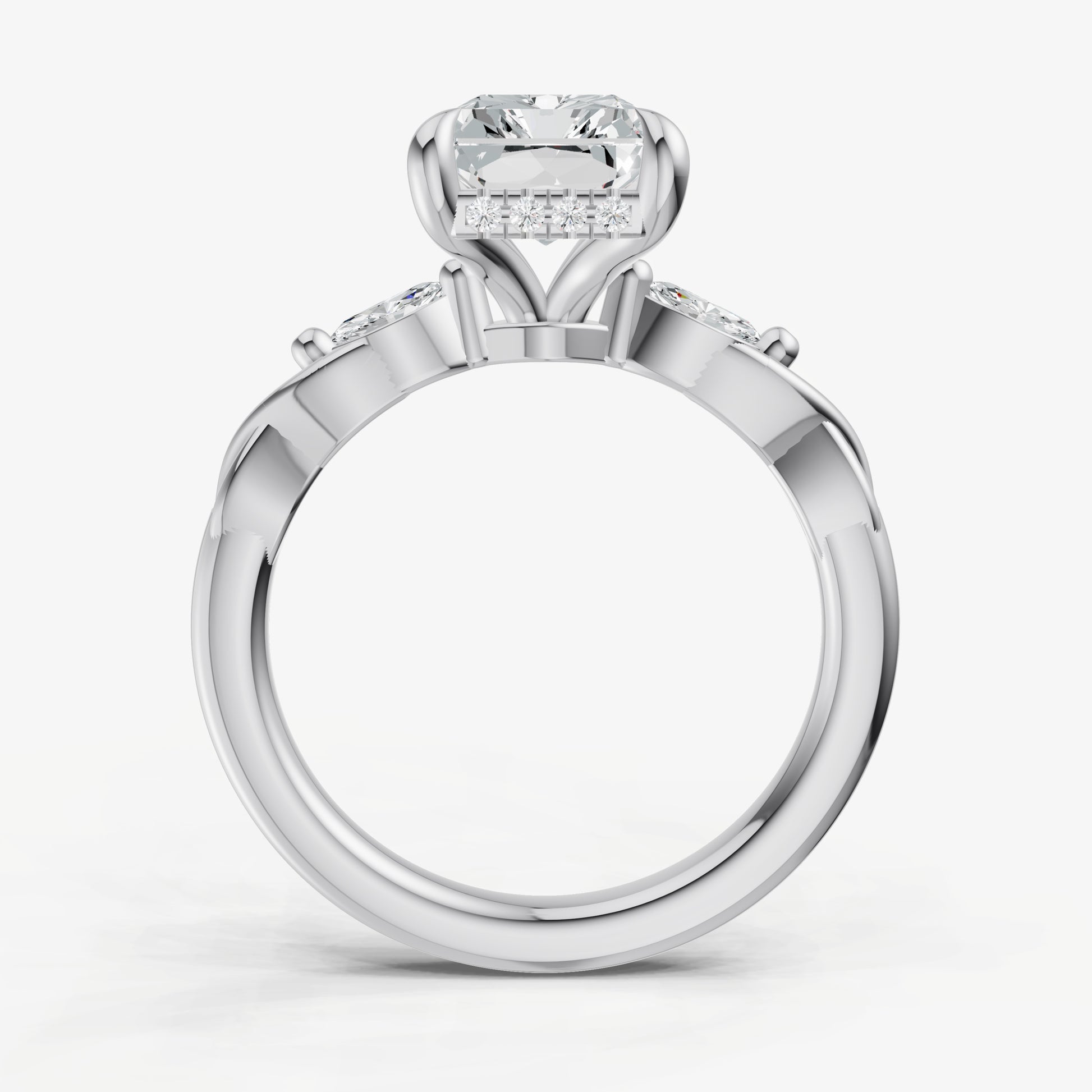 Radiant Engagement Ring with Marquise Accent Diamonds