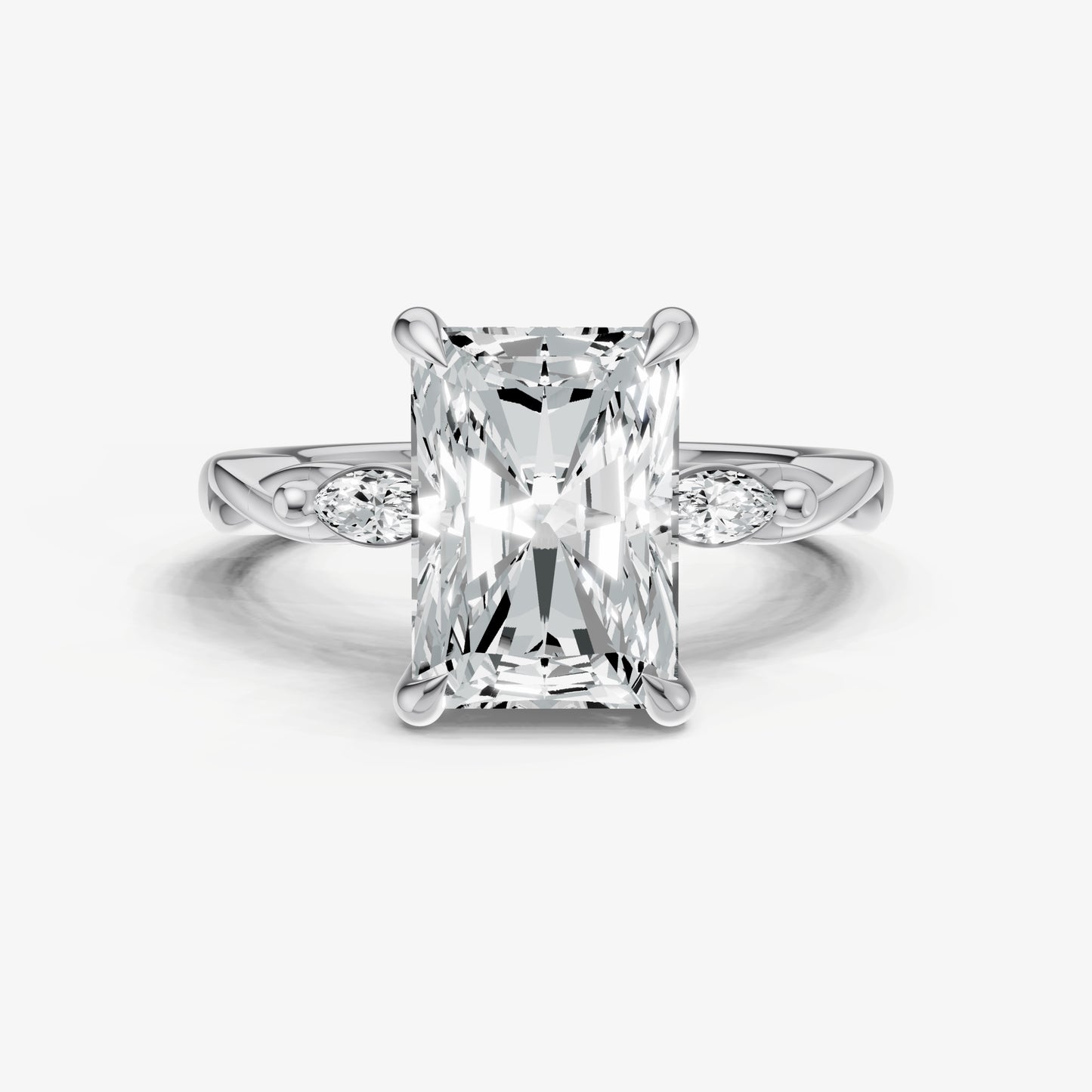 Radiant Engagement Ring with Marquise Accent Diamonds