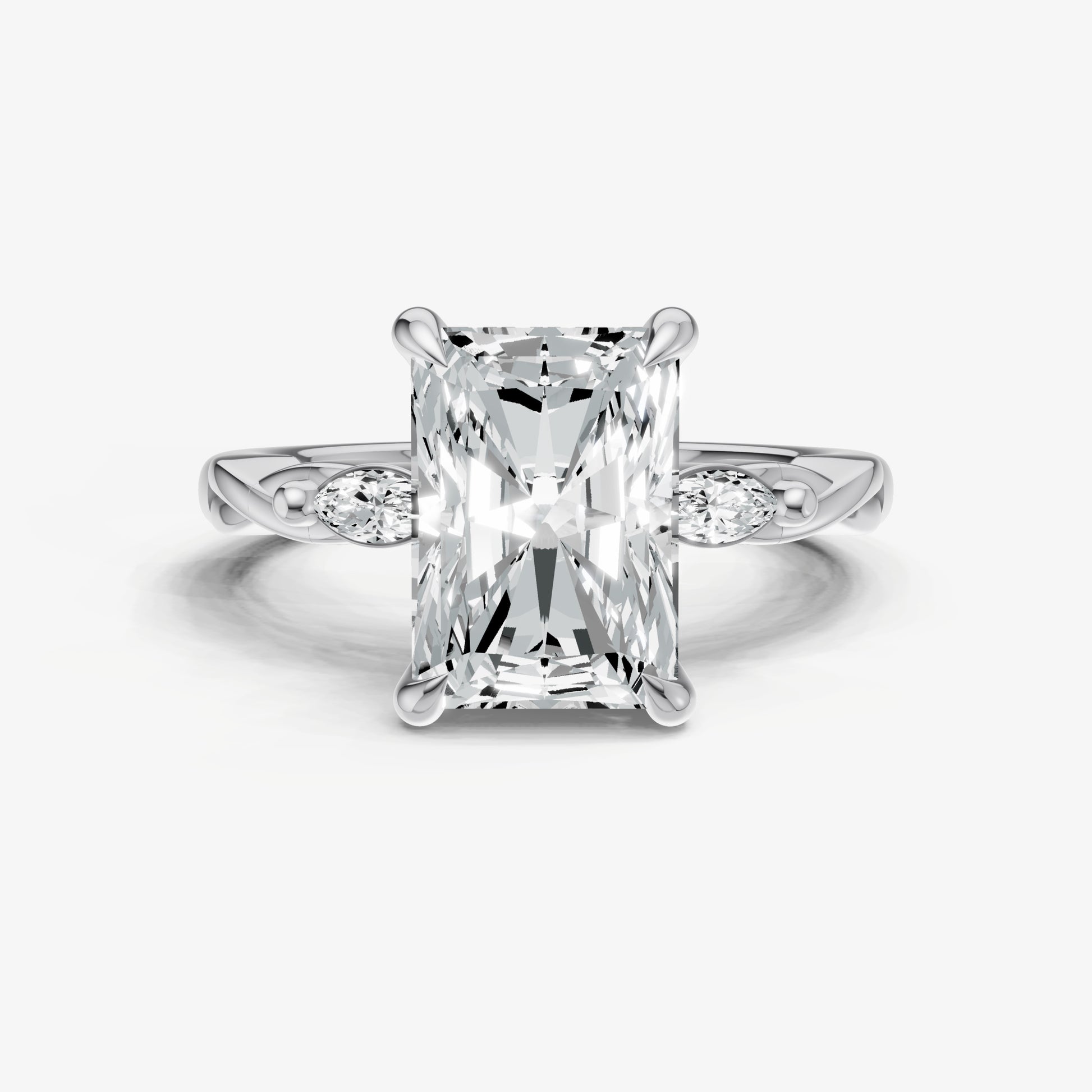 Radiant Engagement Ring with Marquise Accent Diamonds
