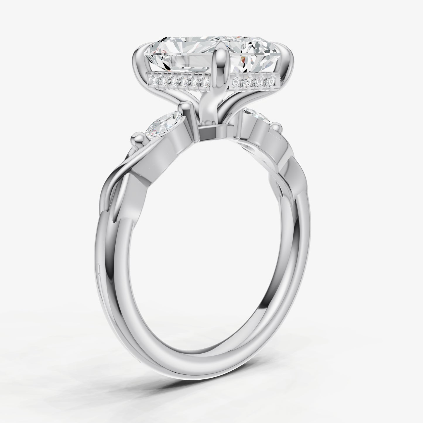 Radiant Engagement Ring with Marquise Accent Diamonds