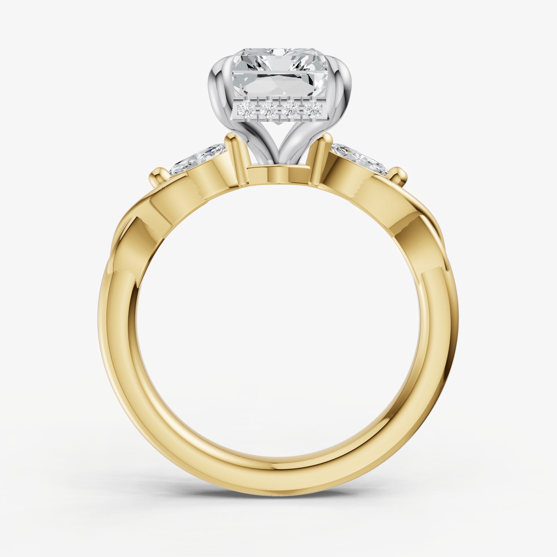Radiant Engagement Ring with Marquise Accent Diamonds