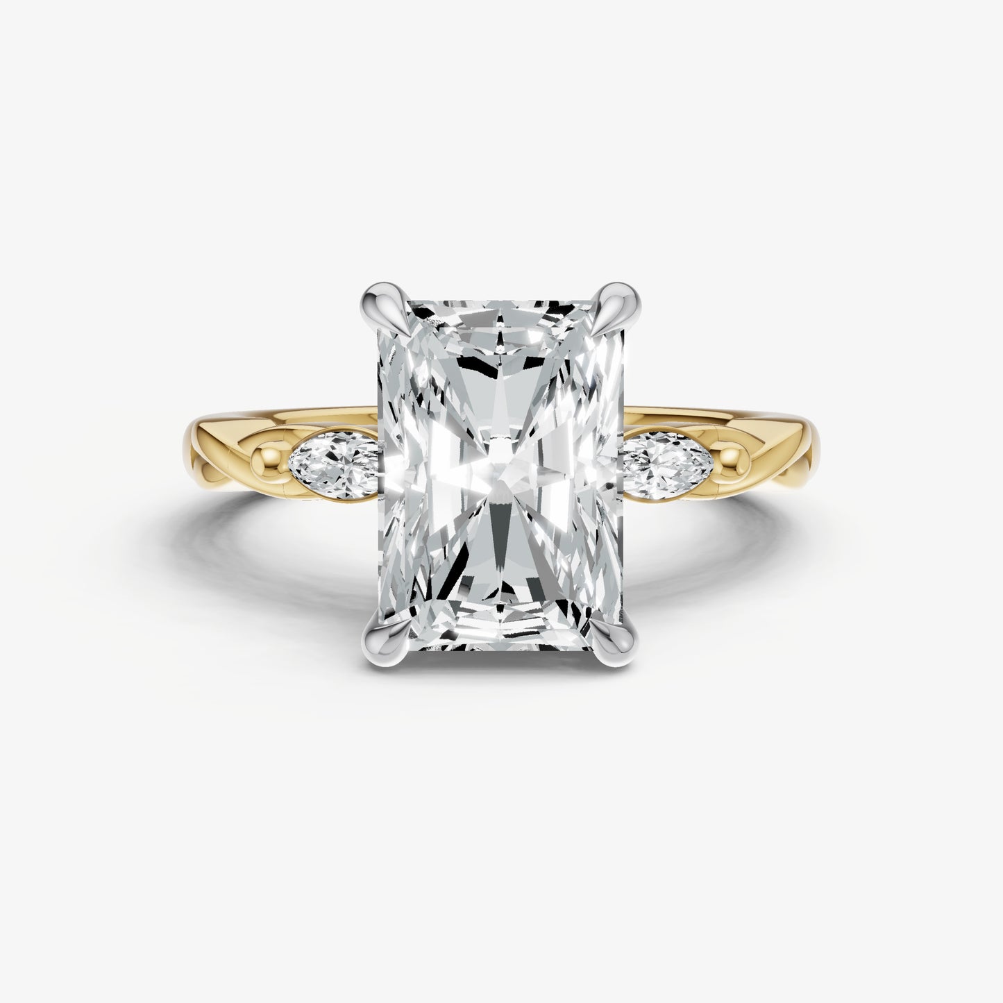 Radiant Engagement Ring with Marquise Accent Diamonds