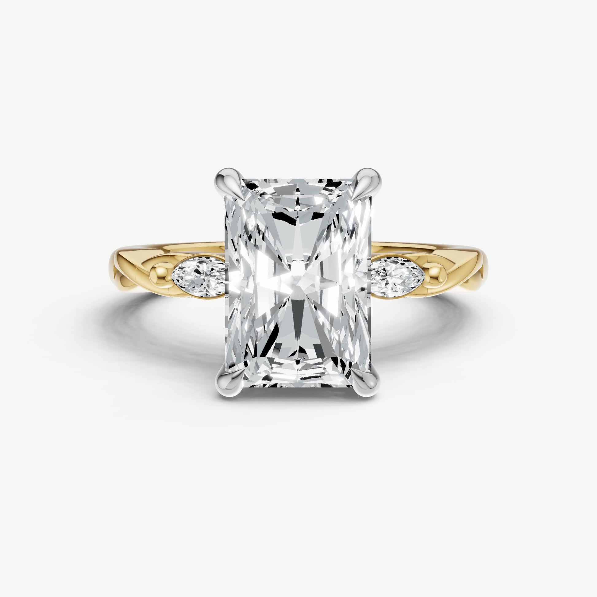 Radiant Engagement Ring with Marquise Accent Diamonds