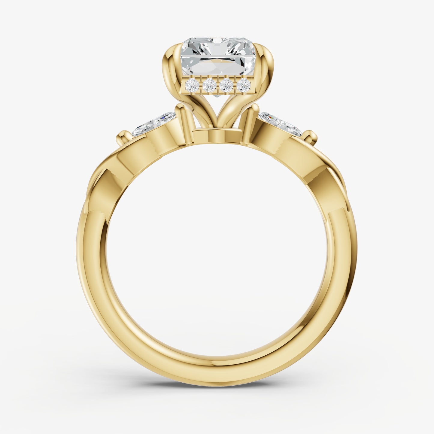Radiant Engagement Ring with Marquise Accent Diamonds