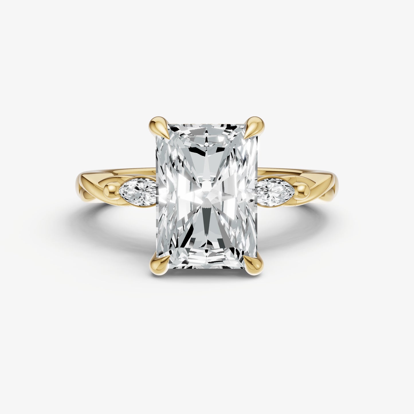 Radiant Engagement Ring with Marquise Accent Diamonds